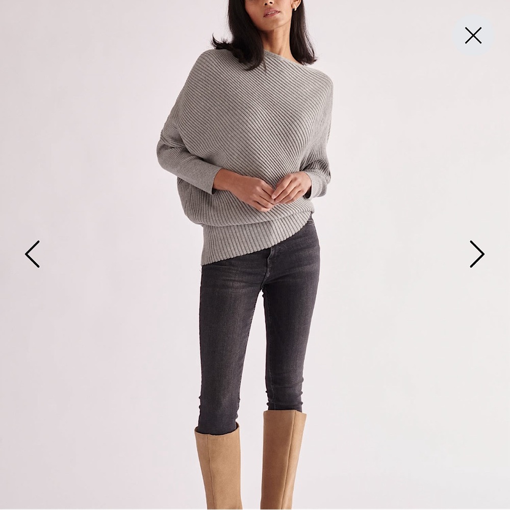 PAISIE Draped Knitted Jumper Sweater In Grey size Medium